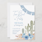 Vert Bleu Floral Invitation Anniversaire (Devant)