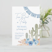 Vert Bleu Floral Invitation Anniversaire (Debout devant)