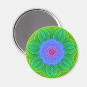 Vert bleu fractal Mandala Star Fridge Magnet (Recto/Verso)