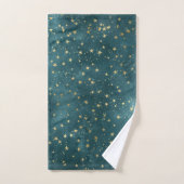 Vert bleu nuit ciel turquoise or étoile motif (Serviette à main)