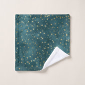 Vert bleu nuit ciel turquoise or étoile motif (Gant de toilette)