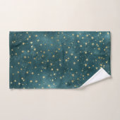 Vert bleu nuit ciel turquoise or étoile motif (Serviette à main)