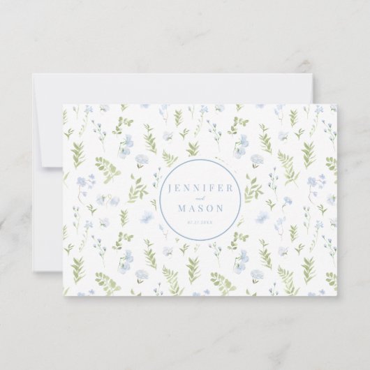 Vert bleu printemps jardin de fleurs mariage RSVP  (Dos)