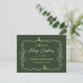 Vert : Bow et Doodles Festive Carte postale de vac (Debout devant)