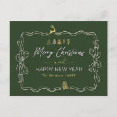 Vert : Bow et Doodles Festive Carte postale de vac (Devant)