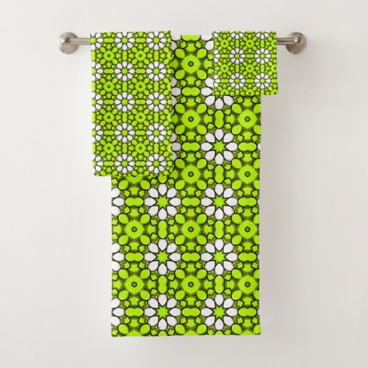 Vert brillant et blanc à motif floral (En situation)