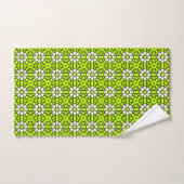 Vert brillant et blanc à motif floral (Serviette à main)