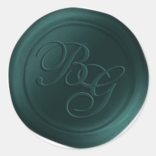 Vert Calligraphie Monogramme Stickers cire Sceau V