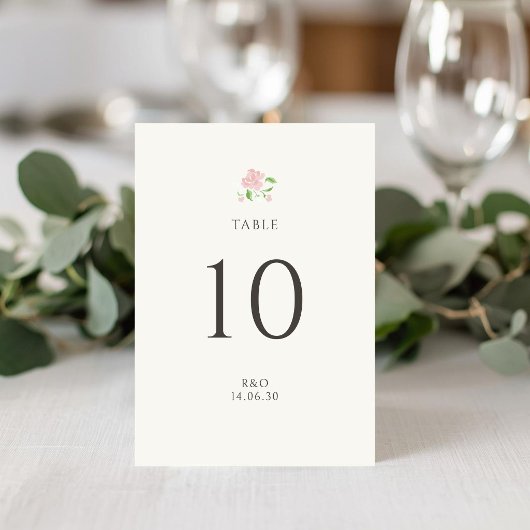 Vert | Carte de numéro de table de mariage chic fl