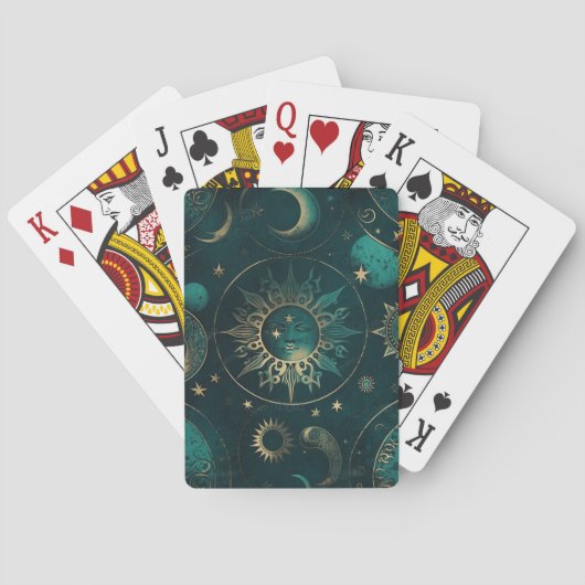 Vert céleste et or : Cartes de jeu élégantes (dos)
