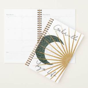 Vert céleste Jaune Or Soleil Lune Mandala Yoga