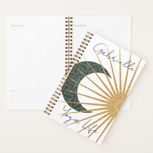 Vert céleste Jaune Or Soleil Lune Mandala Yoga (Devant avec enveloppe)