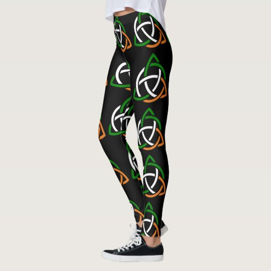 Vert celtique irlandais Legging noir orange blanc (Gauche)