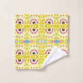 Vert Chartreuse floral tribal de Bohème chic de (Gant de toilette)