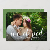 Vert chic | Nous Avons Elopé Le Faire-part Photo (Devant / Derrière)