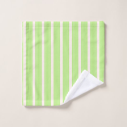 Vert citron vert et beige cinq rayures motif (Gant de toilette)