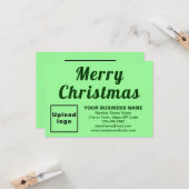 Vert clair | Noël | Petite carte de voeux plate (Devant/Arrière en situation)