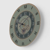 Vert contemporain, Brown, Mur Steampunk Horloge (Angle)