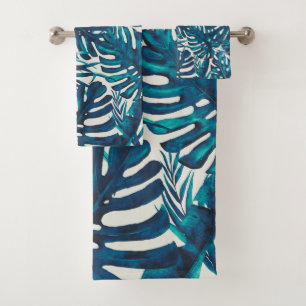 Vert Cyan Turquoise Feuilles de Palmiers Tropicaux