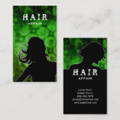 Vert de cartes de visite de salon de coiffure (Devant / Derrière)