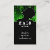 Vert de cartes de visite de salon de coiffure (Dos)