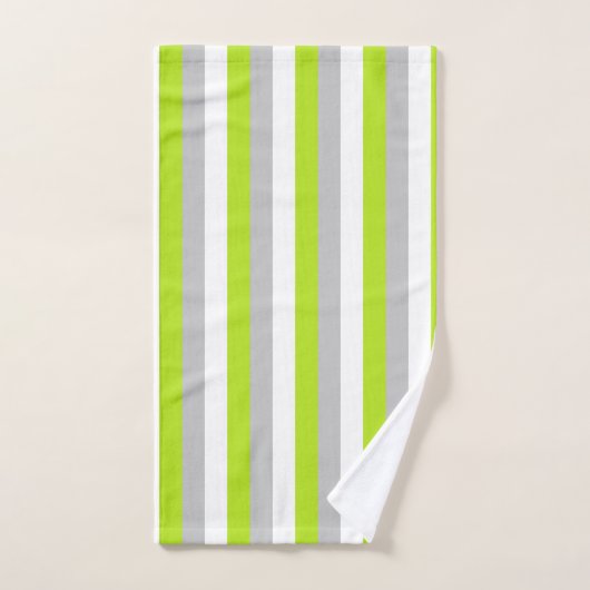 Vert de chaux vertical, argent et rayures blanches (Serviette à main)