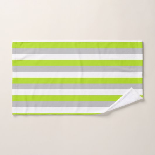 Vert de chaux vertical, argent et rayures blanches (Serviette à main)