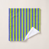 Vert de chaux vertical et rayures bleues (Gant de toilette)