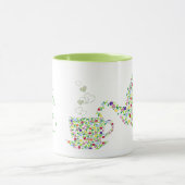 Vert de conception de tasse de théière de fleur (Centre)