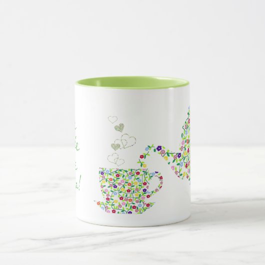 Vert de conception de tasse de théière de fleur (Centre)