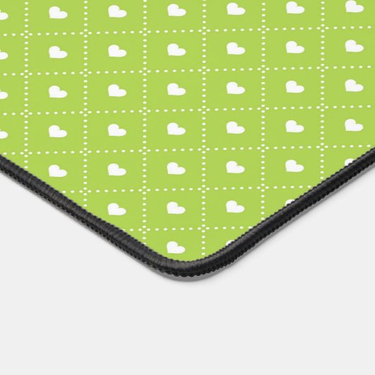 VERT DE LIME AVEC DES LIGNES DE PETITS COEURS BLAN (Coin)