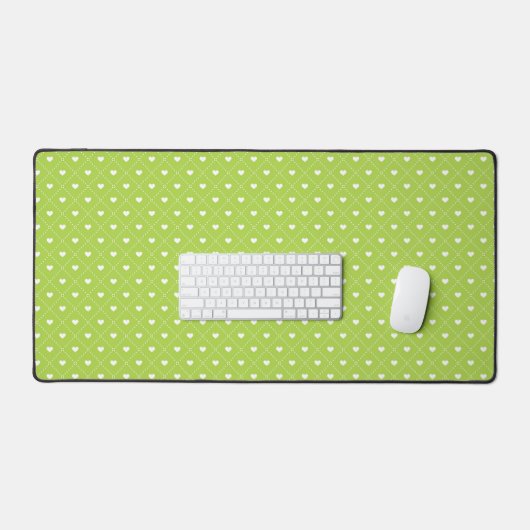VERT DE LIME AVEC DES LIGNES DE PETITS COEURS BLAN (Clavier et souris)