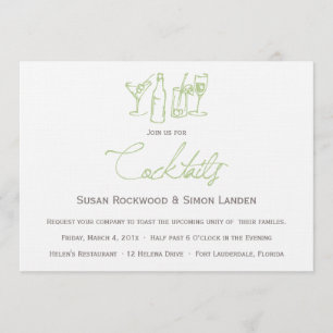 Vert des invitations   de cocktail de mariage