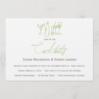 Vert des invitations | de cocktail de mariage