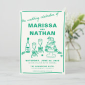 Vert dessiné ensemble Faire-part de mariage (Debout devant)