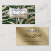 Vert d'or de zèbre de carte de visite de bijoux (Devant / Derrière)