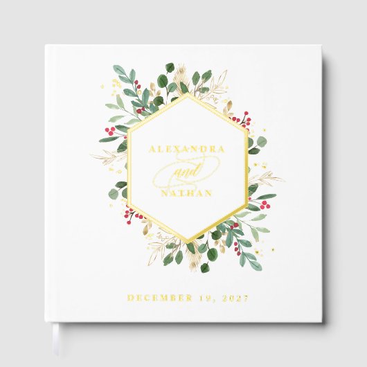 Vert doré sur blanc | Mariage de Noël Or (Recto)