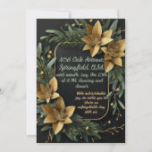 Vert doré sur noir | Invitation de mariage (Dos)