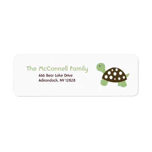 VERT DOT TORTUE ÉTIQUETTES DE ADRESSE IMPRIMANTES (Devant)