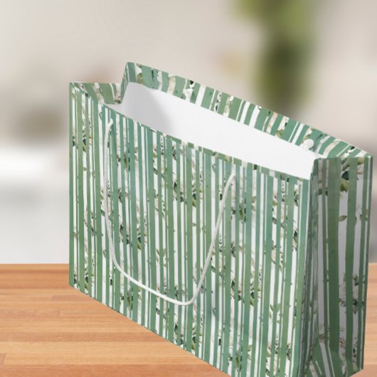 Vert doux avec fleurs blanches Sac cadeau