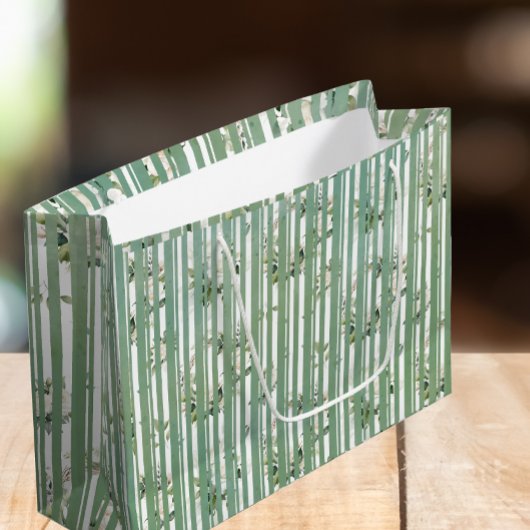 Vert doux avec fleurs blanches Sac cadeau