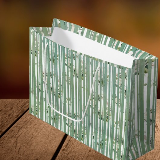 Vert doux avec fleurs blanches Sac cadeau