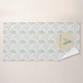 Vert Dragon Bébé Aquarelle Nom personnalisé (Serviette de bain)