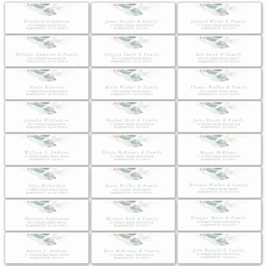 Vert Dusty Bleu Nom d'hôte Étiquette de adresse (Devant)