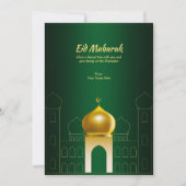 Vert élégant | Carte de voeux Gold Dome Ramadan (Devant)