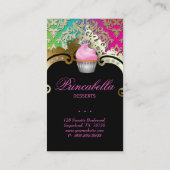 Vert élégant de rose de damassé de carte de visite (Dos)