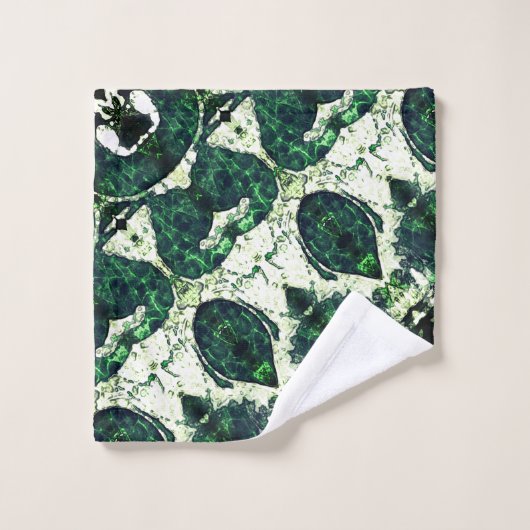 vert émeraude brut répété sous texture blanche t (Gant de toilette)