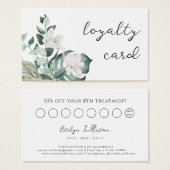 vert émeraude fleurs blanches carte de fidélité (Devant & derrière)