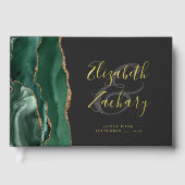 Vert émeraude moderne Agate Or Script Foncé (Recto)