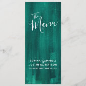 Vert émeraude moderne art abstrait menu mariage (Devant)